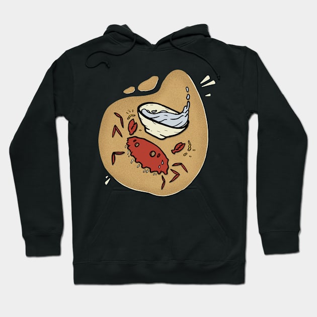 Crab Waitress Funny Simple Minimalist Cartoon Art Hoodie by troylwilkinson